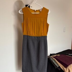 Banana Republic Mustard and Gray Midi Dress
